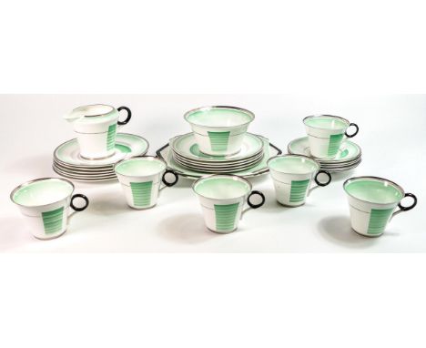 Shelley tea set, Regent shape, pattern 12207 consisting of 6 cups &amp; saucers, 11 side plates, sugar bowl, milk jug and 2 b