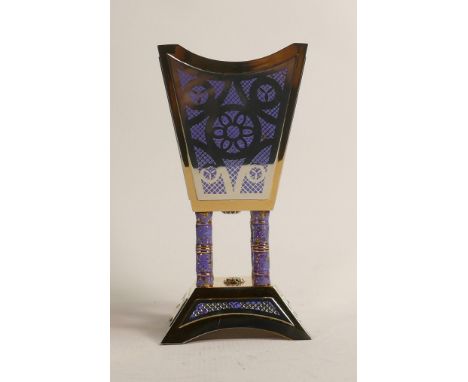 De Lamerie Fine large Silverware plated incense burner goblet with enamelled decoration in presentation bag, specially made h