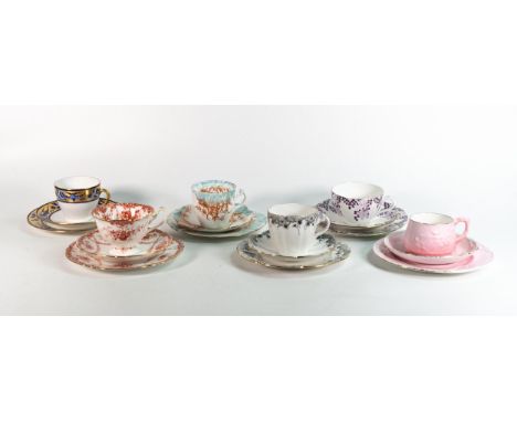 Wileman &amp; Co six trios consisting of Bute shape 10664, New York 8190, Lily 8798, Gainsborough 9297, Lily 5028, Edward pat