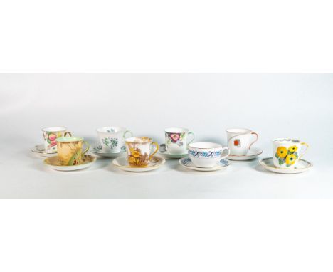 Eight Shelley cups &amp; saucers consisting of Vincent 12206, 12007, 12454, 11895, 12062, 12225, Regent 2376, Bute 11192 (16 