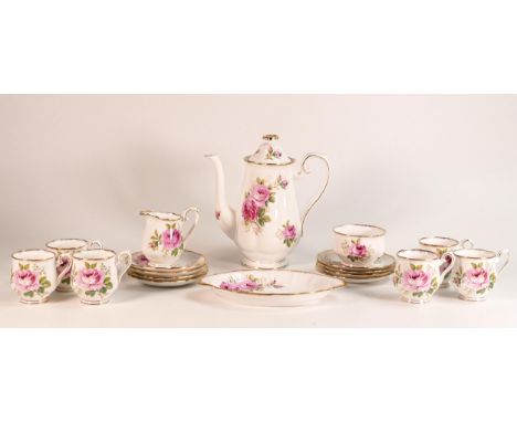 Royal Albert American Beauty pattern coffee set - 8 saucers, 6 cups, milk &amp; sugar &amp; coffee pot (18) 