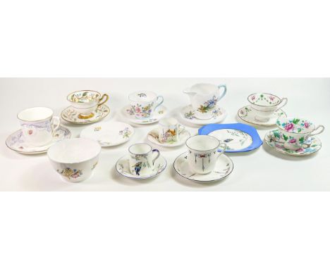 A collection of Shelley cups, saucers, mocha cans &amp; saucers. Various shapes and patterns to include Gainsborough 8811, 13