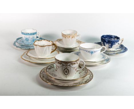 Wileman &amp; Co six Trios consisting of New York shape no 8414, Dainty gold stippled edge, Bute 8419, Lily 3875 and 4080, Vi