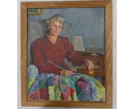 Oil on canvas Portrait of a Lady by Mary Kenyon. Old label on reverse Walker Gallery Liverpool 1929. Frame size 70cm x 60cm 