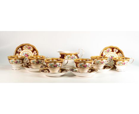 Royal Albert Lady Hamilton pattern tea and dinner ware to include six tea cup and saucers and milk jug (13) 