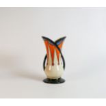 Lorna Bailey large Circus pattern twin handled vase, Old Ellgreave backstamp, height 21cm