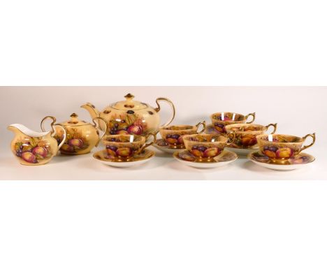 Aynsley Orchard Gold part tea set to include tea pot, milk jug, sugar bowl, 6 cups &amp; saucers (15 pieces) 