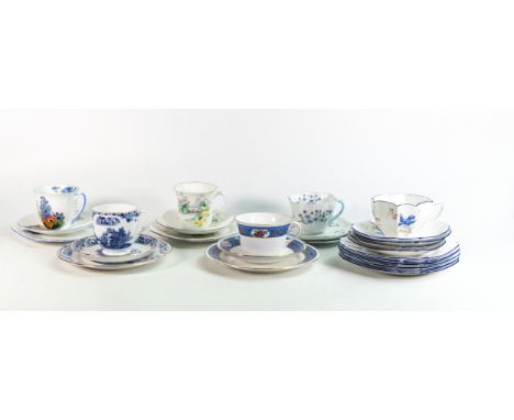 Shelley six trios consisting of Dainty shape 13591, Strand 12217, Norman 11259, Lomond 2085, tall Dainty 2112, Queen Anne 208
