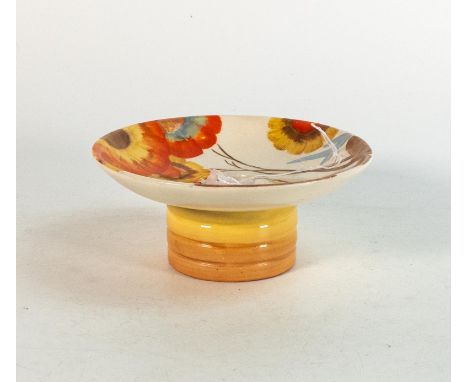 Clarice Cliff, candleholder in the 'Rhodanthe' pattern, shape no.776 hand painted in brown and orange shades depicting stylis