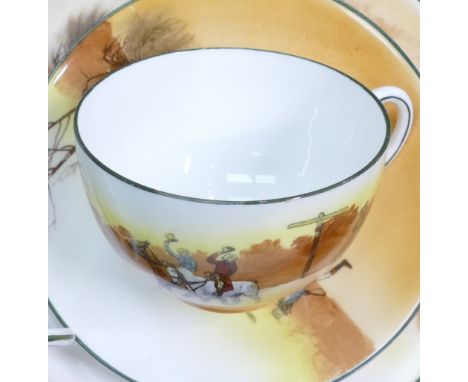 Royal Doulton hunting scenes tea ware to include 14 cups, 12 saucers, and 4 side plates some with minor faults (30 pieces) 