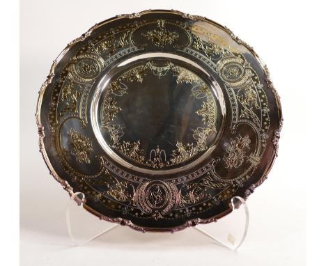 De Lamerie Fine silver plate and part gilt layplate / tray, specially made high end quality item, new and Made in England, d.