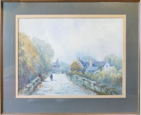 Henry Hadfield CUBLEY, (1858-1934) watercolour painting house & road scene, 38cm x 51cm, signed to front, in later gilt frame