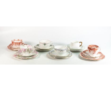 Wileman &amp; Co six trios consisting of Bute shape 8910, Snowdrop 5822, Lily 5897, Violet 9777, Edward gold handle (18 piece