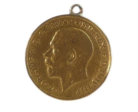 HALF sovereign 22ct gold coin 1911, with soldered ring to top for use as a pendant.  Gross weight 3.96g. 