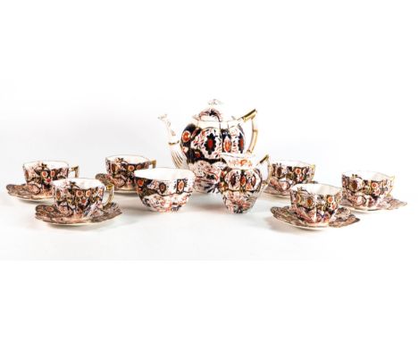 Wileman &amp; Co. coffee set, Daisy shape pattern 6075. Japan pattern consisting of coffee pot, 6 cups and saucers, cream jug