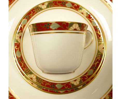 Royal Crown Derby Cloisonne pattern dinner &amp; tea service to include eight trios, eight dinner plates, eight salad plates,