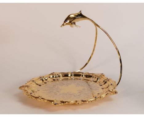 De Lamerie Fine Large Entrée dish with Dolphin decoration in presentation bag, specially made high end quality item, height 2