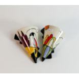 Lorna Bailey House & Path and Bridge & Stream pattern wall pockets, height 16cm (2)