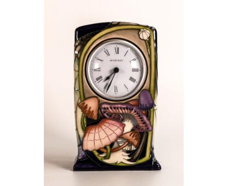 Moorcroft Twilight Bonnets mantle clock. Limited edition 67/75 and designed by Vicky Lovatt. Height 16cm. Boxed 