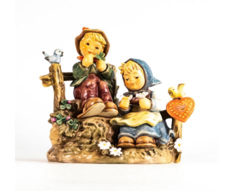 Goebel M J Hummel figures First Love 1002 and Set of Heart of Hummel (in presentation box). Both boxed, height of tallest 18c