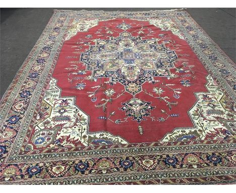 Heriz Bakhshaish Northwest Persian Carpet Condition; one small reweave patch all over low pile  no holes, repairs or reweaves