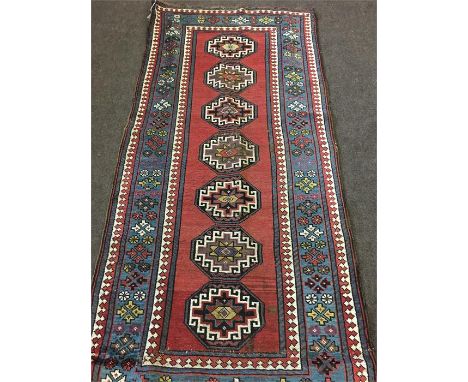 Moghan or Gendje Caucasian Long Rug, Approx measurements: 6ft 9 Inches by 3ft 4 Inches. Condition: low even pile with bits of