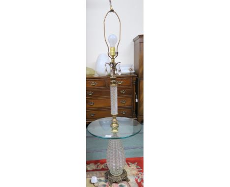 A modern brass and cut glass standard lamp, 132cm high Condition Report: Available upon request