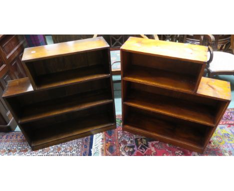 Two 20th century three shelf open bookcases, each 82cm high x 72cm wide x 21cm deep Condition Report: Available upon request