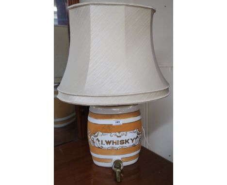 A novelty table lamp converted from a ceramic whisky barrel Condition Report: Available upon request
