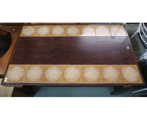 A mid 20th century afrormosia teak tile top coffee table Condition Report: Available upon request