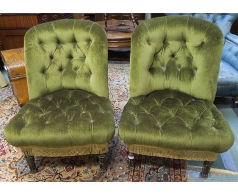 A pair Victorian button back nursing chairs (2) Condition Report: Available upon request