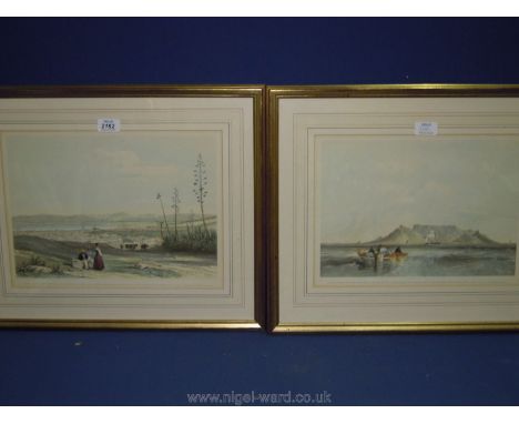 A pair of framed and mounted prints by Towo Bowler 'Table Bay Cape of Good Hope', and  'Cape Town from Tamboers Kloof Lions H