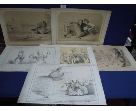 Three unframed Touchstone POlitical sketch prints including 'The Oxford Incubator', 'Between two Stools You Come to the Groun