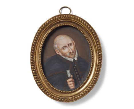 After Johann Malthain,  German c.1550-1605- Portrait of Wilhelm the Rich, Duke of Jülich-Kleve-Berg; watercolour on ivory, ov