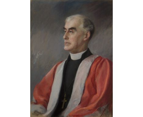 British School,  late 19th/early 20th century- Portrait of the Right Reverend John Charles Hill, seated half-length, wearing 