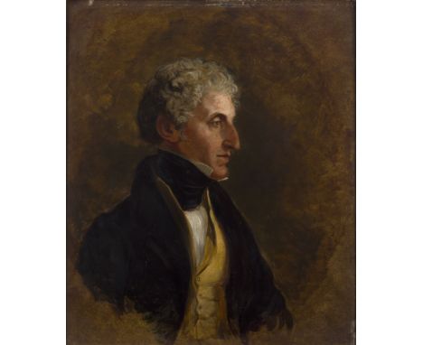 Sir George Hayter,  British 1792-1871- Portrait of Charles Elphinstone Fleming in profile, preparatory sketch for 'The House 