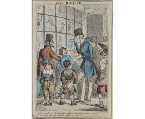 William Heath,  British 1795-1840- Good Humour; hand-coloured etching, signed 'Wm Heath' (within the plate, lower left), 35.7