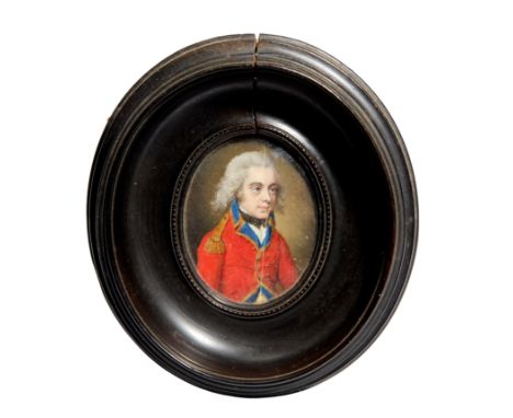 Circle of Nathaniel Plimer,  British 1757-1822- Portrait of an officer, possibly Mark Singleton, seated half-length, wearing 
