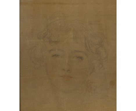 Sir Thomas Lawrence, PRA FRS,  British 1769-1830- Portrait study of a lady, identified as Mrs John Hodgkin; black, white, and