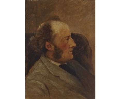 British School,  mid/late 19th century- Portrait of a man in profile, seated bust-length, traditionally held to be Sir John E