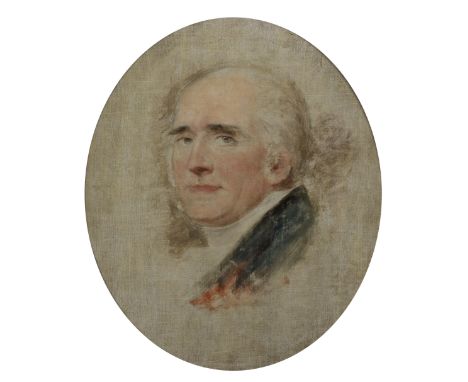 Circle of Sir Thomas Lawrence, PRA FRS,  British 1769-1830- Portrait study of a gentleman, by repute Joseph Farington, RA; oi