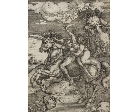 Hieronymus Hopfer,  German c.1500-1563- The Abduction of Prosepine, after Albrecht Dürer; etching on laid paper, signed with 