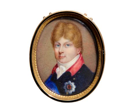 Circle of George Engleheart,  British 1750-1829- Portrait of a gentleman, said to be George IV when Prince of Wales, quarter-