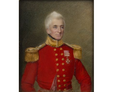Attributed to Thomas Carlyle,  British, 19th century- Portrait of General Wemyss, seated half-length, in military uniform; wa