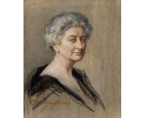 Charlotte Blakeney Ward,  British 1873-1962- Portrait of Miss Alice Williams, bust-length, wearing a black dress; pastel on p