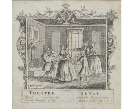 William Hogarth, FRSA,  British 1697-1764- Theatre ticket design for 'The Mock Doctor'; etching, 13.8 x 13.7 cm.: together wi