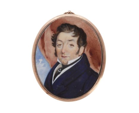 Circle of John Cox Dillman Engleheart,  British 1782/84-1862- Portrait of a freemason, bust-length, facing left, wearing a na