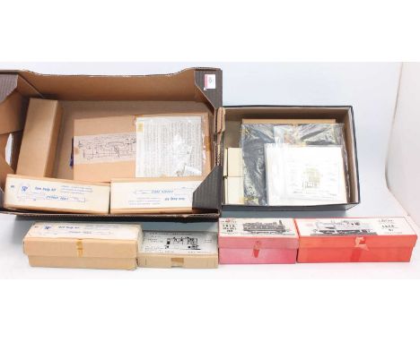 A box of GER brass locomotive kits - Stephen Poole E4 2-4-0, F4 2-4-2T, J15 0-6-0 and Y5 0-4-0ST, Mallard Models D16 4-4-0, a