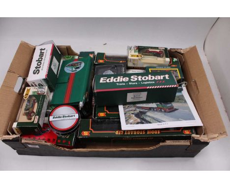 Tray contains a collection of various Eddie Stobart related products and diecast vehicles, mixed manufacturers to include Cor