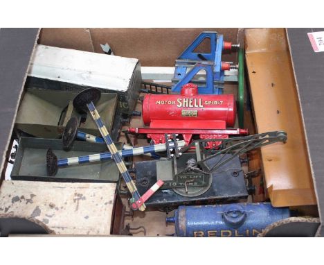 Tray of various mainly Hornby items all suitable for restoration: early wagons – McAlpine tipper, LMS hopper, LNER crane; NE 